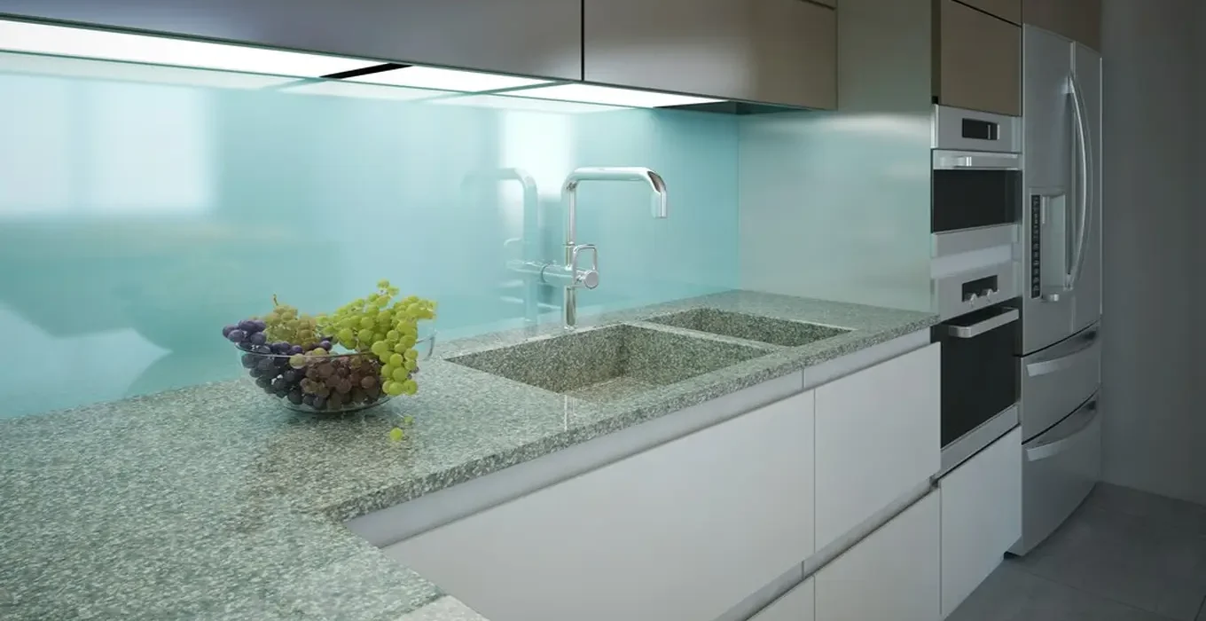 szklane płytki w kuchni